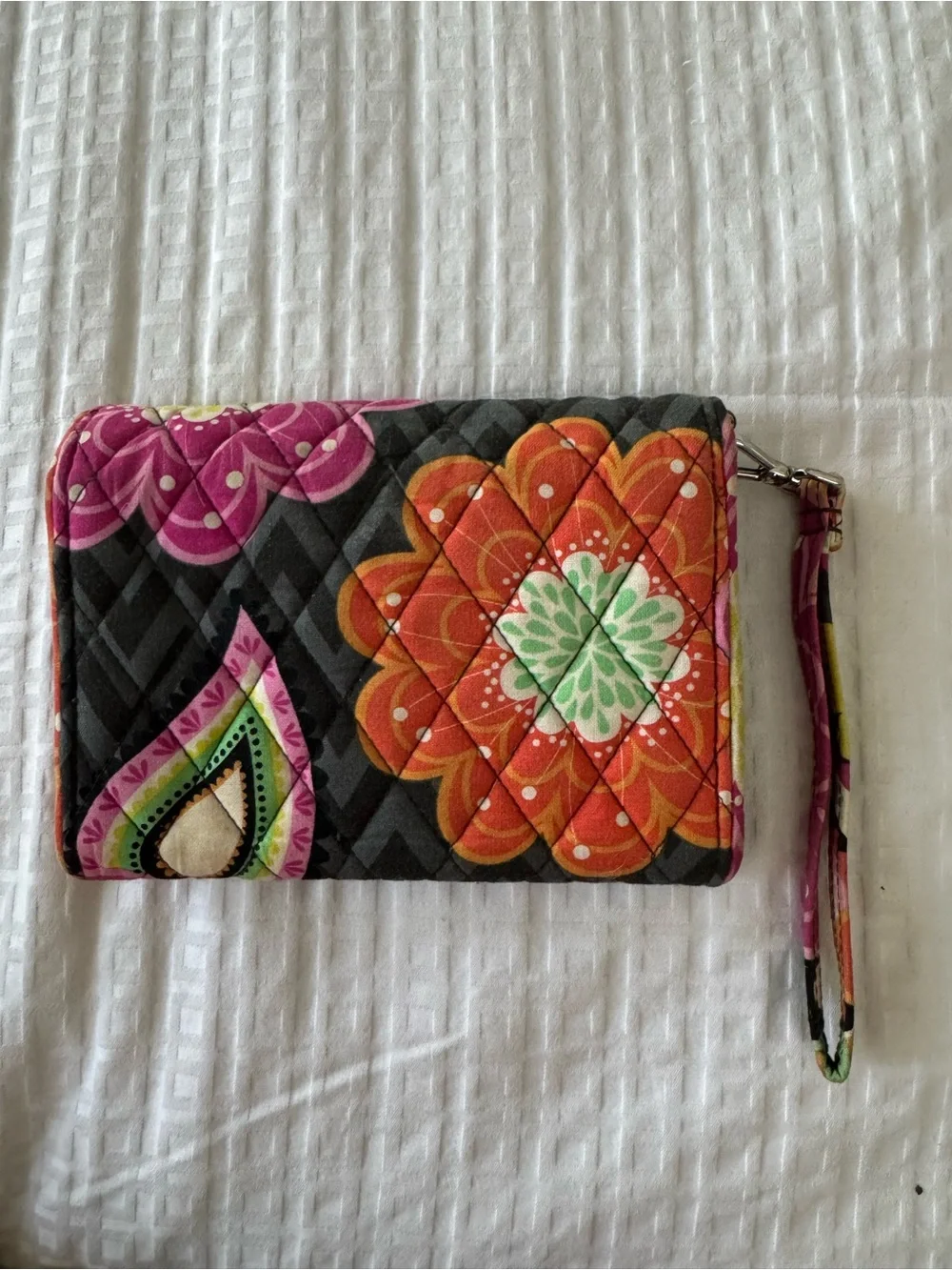 Vera Bradley Pink Green Floral Quilted Wristlet